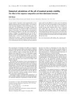 Tài liệu Báo cáo khóa học: Numerical calculations of the pH of maximal protein stability pptx