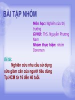 Tài liệu Nghiên cứu nhu cầu sử dụng sữa giảm cân của người tiêu dùng Tp.HCM từ 16 đến 40 tuổi. ppt