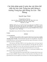 Các biện pháp quản lý giáo dục sức khỏe thể chất cho học sinh trung học phổ thông ở trường trung học phổ thông an lão   hải phòng