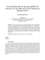 Xây dựng pháp luật trợ cấp nông nghiệp việt nam theo các quy định của tổ chức thương mại thế giới (WTO)