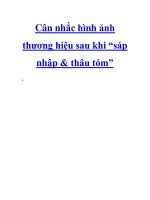 Tài liệu Cân nhắc hình ảnh thương hiệu sau khi “sáp nhập & thâu tóm