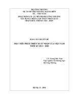 MỤC TIÊU PHÁT TRIỂN XUẤT NHẬP CỦA VIỆT NAM THỜI KỲ 2011 - 2020