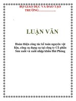 Hoàn thiện công tác kế toán nguyên vật liệu, công cụ dụng cụ tại công ty Cổ phần Sản xuất và xuất nhập khẩu Hải Phòng