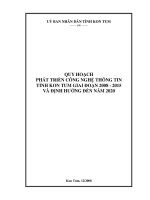 QUY HOẠCH PHÁT TRIỂN CÔNG NGHỆ THÔNG TIN TỈNH KON TUM GIAI ĐOẠN 2008 - 2015 VÀ ĐỊNH HƯỚNG ĐẾN NĂM 2020