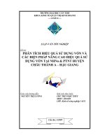 Tài liệu Đề tài: PHÂN TÍCH HIỆU QUẢ SỬ DỤNG VỐN VÀ CÁC BIỆN PHÁP NÂNG CAO HIỆU QUẢ SỬ DỤNG VỐN TẠI NHNo & PTNT HUYỆN CHÂU THÀNH A – HẬU GIANG doc