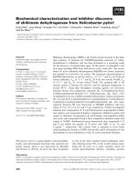 Tài liệu Báo cáo khoa học: Biochemical characterization and inhibitor discovery of shikimate dehydrogenase from Helicobacter pylori docx
