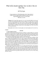 Phát triển doanh nghiệp vừa và nhỏ ở thị xã sơn tây