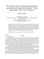 Tổ chức dạy học dự án thông qua hoạt động ngoại khóa nội dung kiến thức phần công năng lượng vật lý lớp 10 nâng cao