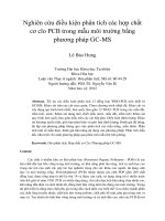 Nghiên cứu điều kiện phân tích các hợp chất cơ clo PCB trong mẫu môi trường bằng phương pháp GC MS