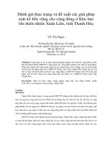 Đánh giá thực trạng và đề xuất các giải pháp sinh kế bền vững cho cộng đồng ở khu bảo tồn thiên nhiên xuân liên, tỉnh thanh hóa