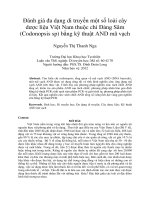 Đánh giá đa dạng di truyền một số loài cây dược liệu việt nam thuộc chi đảng sâm (codonopsis sp) bằng kỹ thuật AND mã vạch