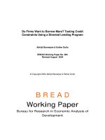Tài liệu Do Firms Want to Borrow More? Testing Credit Constraints Using a Directed Lending Program doc