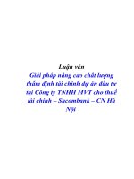 Giải pháp nâng cao chất lượng thẩm định tài chính dự án đầu tư tại Công ty TNHH MVT cho thuế tài chính – Sacombank – CN Hà Nội