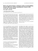 Tài liệu Báo cáo khoa học: Moult cycle-related changes in biological activity of moult-inhibiting hormone (MIH) and crustacean hyperglycaemic hormone (CHH) in the crab, Carcinus maenas From target to transcript ppt