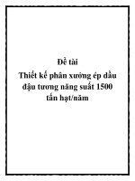 Tài liệu Đề tài: Thiết kế phân xưởng ép dầu đậu tương năng suất 1500 tấn hạt/năm docx
