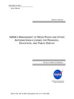 Tài liệu NASA’S MANAGEMENT OF MOON ROCKS AND OTHER ASTROMATERIALS LOANED FOR RESEARCH, EDUCATION, AND PUBLIC DISPLAY doc