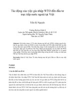 Tác động của việc gia nhập WTO đến đầu tư trực tiếp nước ngoài tại việt