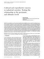 Tài liệu CULTURAL AND REPRODUCTIVE SUCCESS IN INDUSTRIAL SOCIETIES: TESTING THE RELATIONSHIP AT THE PROXIMATE AND ULTIMATE LEVELS docx