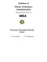 Tài liệu Syllabus of Master of Business Administration (With effect from 2012-13) : Visvesvaraya Technological University, Belgaum pptx