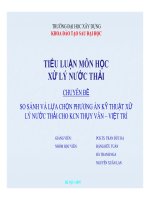 xử lý nước thải chuyên đề so sánh và lựa chọn phương án kỹ thuật xử lý nước thải cho kcn thụy vân – việt trì