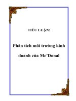 Tài liệu TIỂU LUẬN: Phân tích môi trường kinh doanh của Mc’Donal pdf