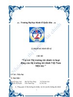 Vai trò của thị trường tài chính  và hoạt động của thị trường tài chính việt nam