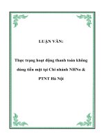 Thực trạng hoạt động thanh toán không dùng tiền mặt tại Chi nhánh NHNo và PTNT Hà Nội