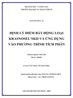 định lý điểm bất động loại krasnosel’skii và ứng dụng vào phương trình tích phân