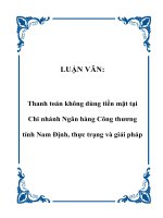 Thanh toán không dùng tiền mặt tại Chi nhánh Ngân hàng Công thương tỉnh Nam Định, thực trạng và giải pháp