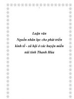 Nguồn nhân lực cho phát triển kinh tế - xã hội ở các huyện miền núi tỉnh Thanh Hóa