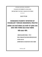nâng cao khả năng lưu nhớ từ vựng cho sinh viên thông qua hoạt động tiền giao tiếp