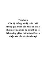 Tài liệu Đề tài: Các hệ thống xử lý chất thải trong quá trình sản xuất của các nhà máy mà đoàn đã đến thực tế. Khả năng giảm thiểu ô nhiễm và nhận xét vấn đề còn tồn tại.. pdf