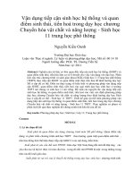 Vận dụng tiếp cận sinh học hệ thống và quan điểm sinh thái, tiến hoá trong dạy học chương chuyển hóa vật chất và năng lượng   sinh học 11 trung học phổ thông