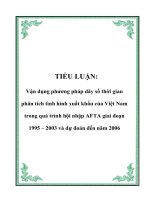 Tài liệu TIỂU LUẬN: Vận dụng phương pháp dãy số thời gian phân tích tình hình xuất khẩu của Việt Nam trong quá trình hội nhập AFTA giai đoạn 1995 – 2003 và dự đoán đến năm 2006 pdf