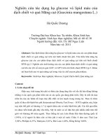Nghiên cứu tác dụng hạ glucose và lipid máu của dịch chiết vỏ quả măng cụt (gaccinia mangostana l )