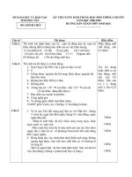 Tài liệu ĐỀ THI TUYỂN SINH TRUNG HỌC PHỔ THÔNG CHUYÊN NĂM HỌC 2008-2009 - HƯỚNG DẪN CHẤM MÔN SINH HỌC pptx