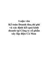 Kế toán Doanh thu,chi phí và xác định kết quả kinh doanh tại Công ty cổ phần xây lắp điện Cà Mau