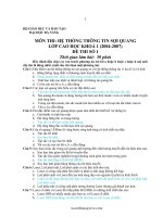 Tài liệu Trắc nghiệm môn hệ thông thông tin sợi quang potx