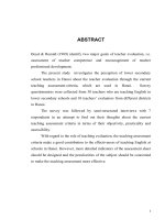 sự cảm nhận của giáo viên và người đánh giá giáo viên về việc đánh giá giáo viên và các tiêu chí trong bản đánh giá giờ dạy của các giáo viên hiện nay