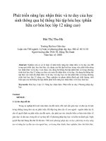 Phát triển năng lực nhận thức và tư duy của học sinh thông qua hệ thống bài tập hóa học (phần hữu cơ hóa học lớp 12 nâng cao)