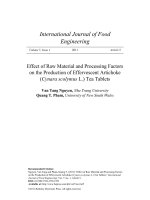 Effect of raw material and processing factors
