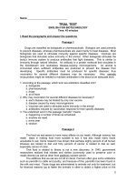 bài kiểm tra thử tiếng anh chuyên ngành CNSH