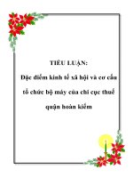 Tài liệu TIỂU LUẬN: Đặc điểm kinh tế xã hội và cơ cấu tổ chức bộ máy của chi cục thuế quận hoàn kiếm pptx