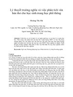 Lý thuyết trường nghĩa và việc phân tích văn bản thơ cho học sinh trung học phổ thông