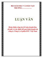 Hoàn thiện công tác kế toán doanh thu, chi phí và xác định kết quả kinh doanh tại công ty Công ty cổ phần DTC Việt Nam