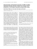 Tài liệu Báo cáo khoa học: Characterization and functional expression of cDNAs encoding thyrotropin-releasing hormone receptor from Xenopus laevis Identiﬁcation of a novel subtype of thyrotropin-releasing hormone receptor ppt