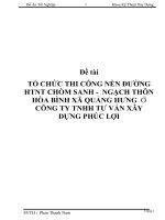 TỔ CHỨC THI CÔNG NỀN ĐƯỜNG HTNT CHÒM SANH - NGẠCH THÔN HÒA BÌNH XÃ QUẢNG HƯNG Ở CÔNG TY TNHH TƯ VẤN XÂY DỰNG PHÚC LỢI