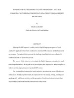 Tài liệu ESP TARGET SITUATION NEEDS ANALYSIS: THE ENGLISH LANGUAGE COMMUNICATIVE NEEDS AS PERCEIVED BY HEALTH PROFESSIONALS IN THE RIYADH AREA docx