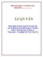 Tài liệu LUẬN VĂN: Hoàn thiện tổ chức công tác kế toán Tài sản cố định tại chi nhánh công ty Cổ phần Đầu tư Thương mại và Dịch vụ Vinacomin – Xí nghiệp Vật Tư & Vận Tải pot