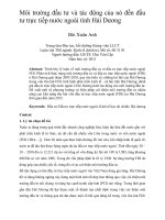 Môi trường đầu tư và tác động của nó đến đầu tư trực tiếp nước ngoài tỉnh hải dương